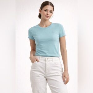 Ralph Lauren Sport Womens M Aqua Blue Short Sleeve Crewneck Cotton Tee Shirt